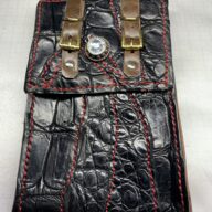 ワニ革ハイグレード携帯ポーチ　ブラックジャック　 (送料無料）SALEゴールデンウィーク末迄