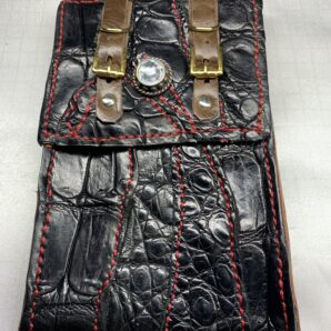 ワニ革ハイグレード携帯ポーチ　ブラックジャック　 (送料無料）SALEゴールデンウィーク末迄