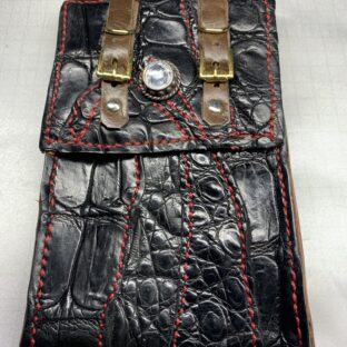 ワニ革ハイグレード携帯ポーチ　ブラックジャック　 (送料無料）SALEゴールデンウィーク末迄