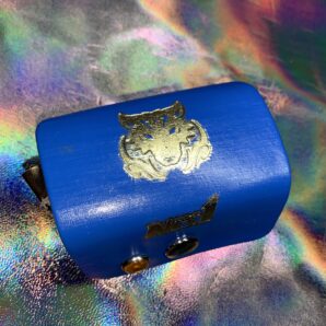 7(牛革）虎のハンカチミニバッグ  ブルー(送料無料)