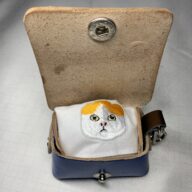 No.６（牛革）猫のハンカチ ミニバッグ　（送料無料）