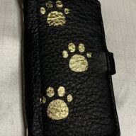 91猫の足跡 牛革アイホン用カバーケース(黒色)